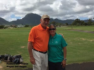 Wayne and Megan at the Puakea Golf Course on Kauai.